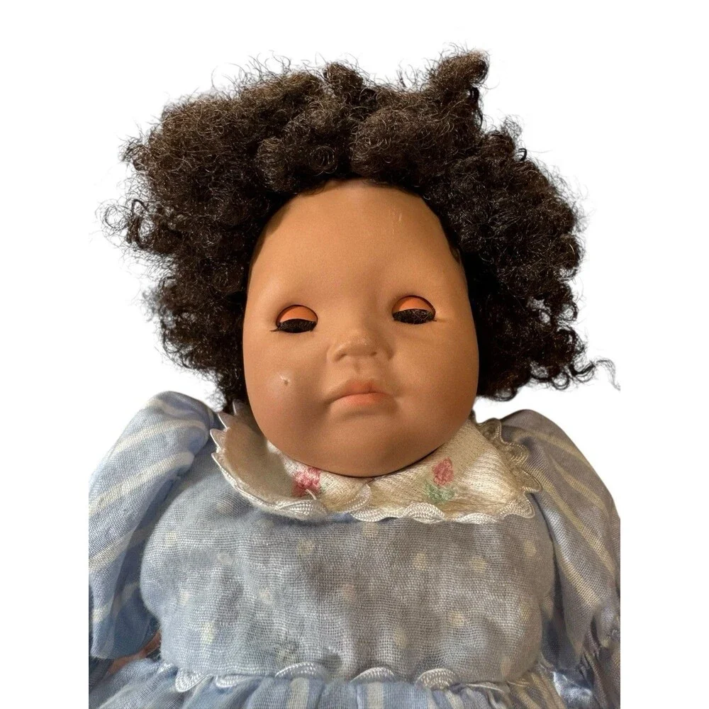 Pauline Bjonness-Jacobsen Doll Liza 11 "Soft Cloth, Blue White Romper Rare - Picture 2 of 7